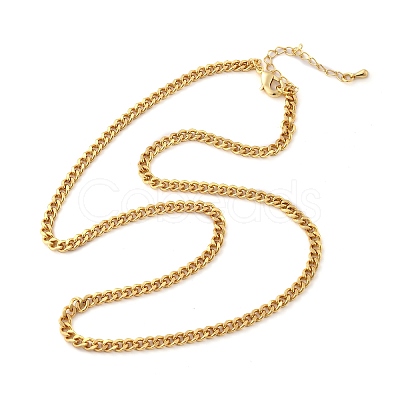 Brass Cuban Link Chain Necklacea for Women Men NJEW-F337-03G-01-1