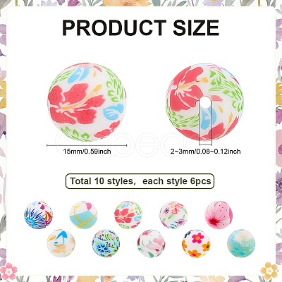 60Pcs 10 Styles Silicone Beads FIND-PH0028-09-1