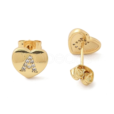 Rack Plating Brass Micro Pave Clear Cubic Zirconia Stud Earrings EJEW-K299-01G-A-1
