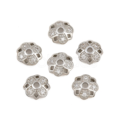Brass Micro Clear Cubic Zirconia Bead Caps KK-CBA6A75-56P-1
