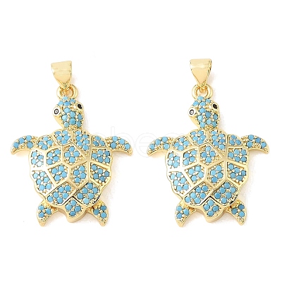 Brass Micro Pave Sky Blue Cubic Zirconia Pendants CU-CBA6938-05G-03-1