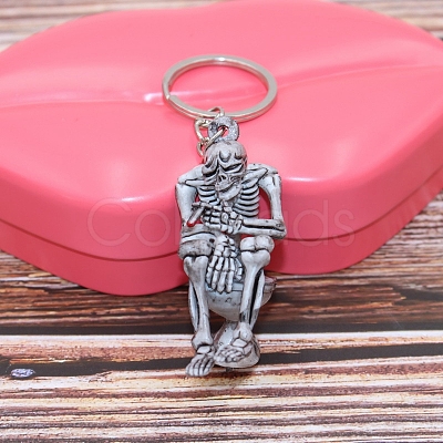 Skull Sitting on Toilet Pendant Keychain SKUL-PW0004-44-1