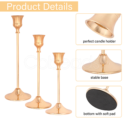 2 Sets Iron Candle Holders AJEW-GL0002-92-1