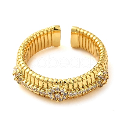 Brass Micro Pave Cubic Zirconia Cuff Rings RJEW-P102-16G-1