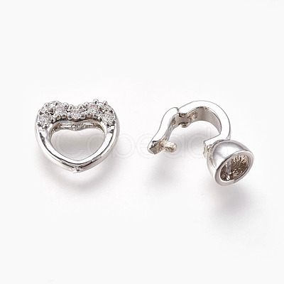 Brass Micro Pave Cubic Zirconia Fold Over Clasps KK-P164-07P-1