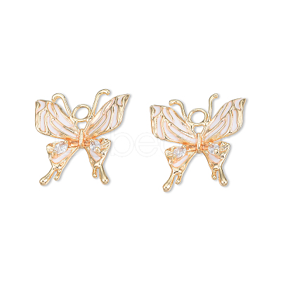 Brass Pave Clear Cubic Zirconia Pendants KK-N232-479-1