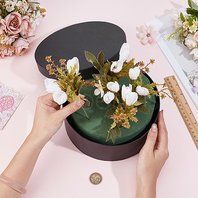 1Pc Round Cardboard Paper Storage Boxes with 1Pc Phenolic Plastic Flower Craft Foam CON-PH0003-42-1