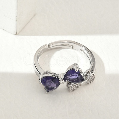 Brass & Cubic Zirconia Finger Rings CU-CBA7E55-12P-1