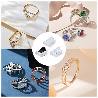 12Pcs 3 Colors Rectangle Acrylic Finger Ring Stands RDIS-FG0001-26-1