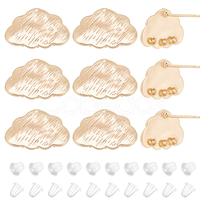 10Pcs Cloud Shape Brass Stud Earring Findings EJEW-BC0001-13-1