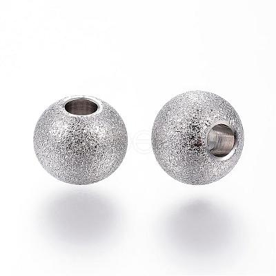 201 Stainless Steel Textured Beads STAS-P108-05-1