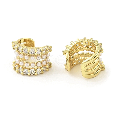 Rack Plating Brass Micro Pave Cubic Zirconia Cuff Earring EJEW-H117-10G-1