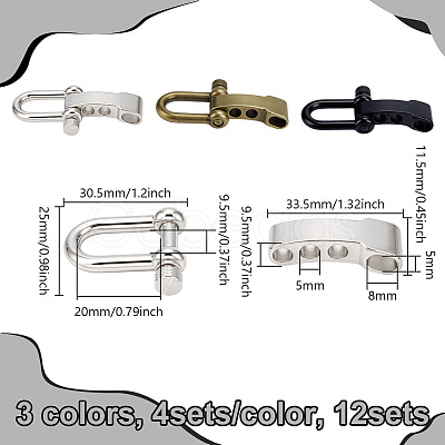 12 Bags 3 Colors Alloy Shackle Clasps FIND-UN0010-28-1