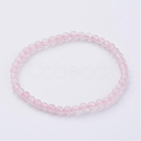 Natural Rose Quartz Beaded Stretch Bracelets BJEW-JB02459-01-1