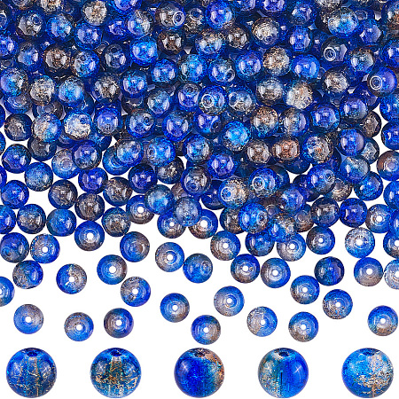 3 Strands Two-Tone Crackle Baking Paint Transparent Glass Beads Strands CCG-SP0001-01B-1