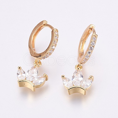 Brass Micro Pave Cubic Zirconia Dangle Hoop Earrings EJEW-F172-F01-G-1