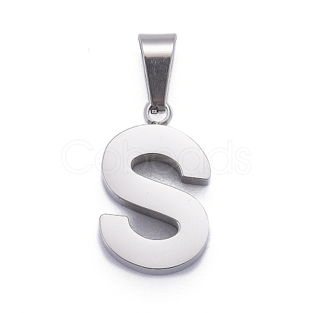 Non-Tarnish 304 Stainless Steel Letter Pendants LS-STAS-H127-S-P-1