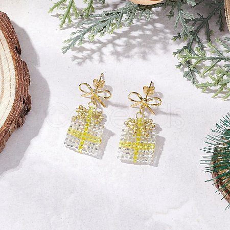 Handmade Glass Seed Beads Dangle Stud Earrings EJEW-MZ00545-03-1