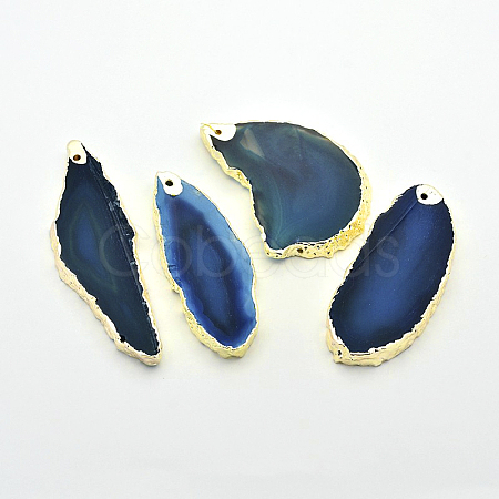 Nuggets Electroplate Natural Agate Pendants G-F175-10-1