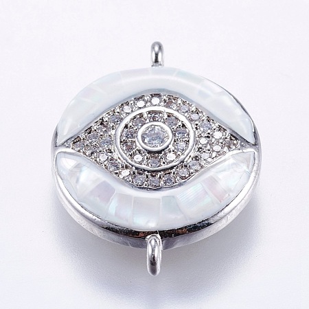 Brass Micro Pave Cubic Zirconia Links ZIRC-F077-11P-1
