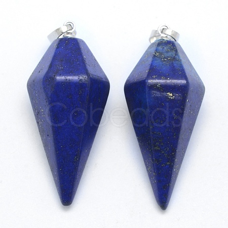 Natural Lapis Lazuli Pointed Pendants KK-E757-F-05P-1