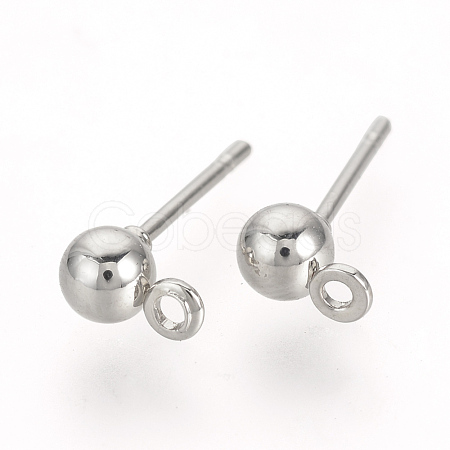 Iron Ball Stud Earring Findings KK-R071-09P-NF-1