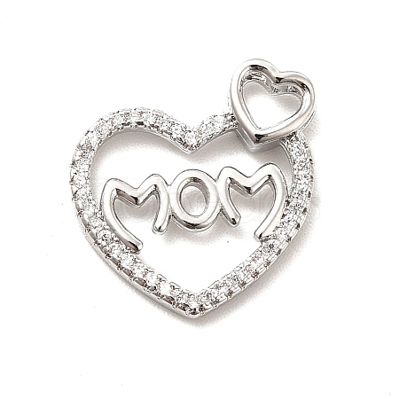 Rack Plating Brass Micro Pave Cubic Zirconia Pendants KK-K270-28P-1
