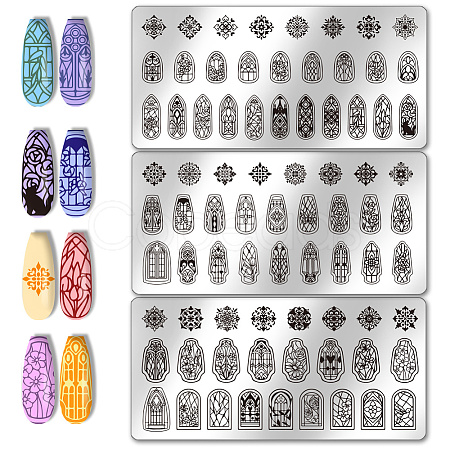 Stainless Steel DIY Nail Art Templates MRMJ-WH0092-064-1