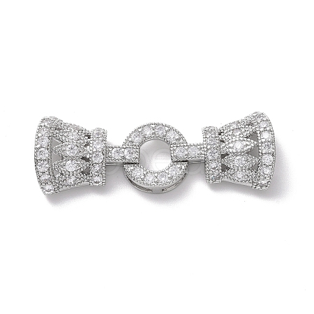 Eco-Friendly Rack Plating Brass Micro Pave Clear Cubic Zirconia Watch Band Clasps ZIRC-F843-28P-1