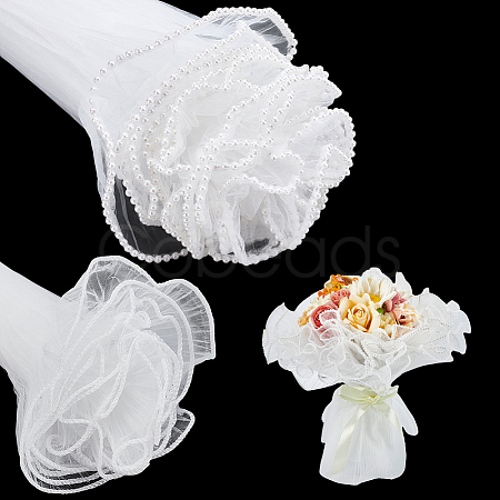 16 Yards 2 Colors Organza Flower Bouquet Wrapping Mesh Paper DIY-UN0007-72-1
