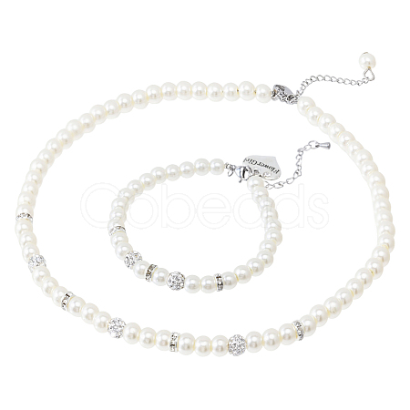 2Pcs 2 Style Glass Pearl Beaded Bracelets & Kid Bracelets SJEW-FH00001-1