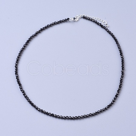 Natural Black Spinel Beaded Necklaces NJEW-K114-B-A20-1