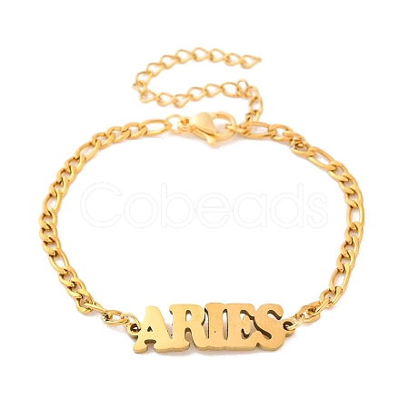 Constellation 202 Stainless Steel Figaro Chain Link Bracelets for Women Men AJEW-U006-01G-1