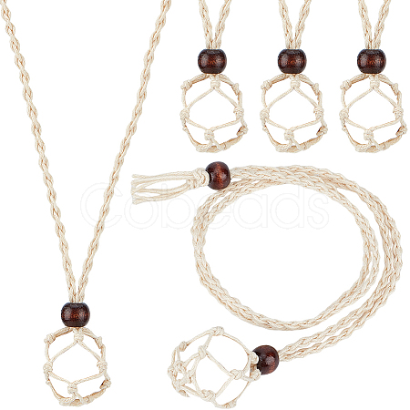 6Pcs Adjustable Waxed Cord Macrame Pouch Empty Stone Holder Necklace Making NJEW-BBC0001-08A-1
