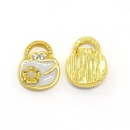 Nickel Free Golden Tone Alloy Rhinestone Enamel Cabochons ENAM-J472-04G-NF-1