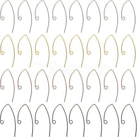 80Pcs 4 Colors Brass Earring Hooks KK-FH0004-45-1