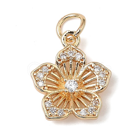 Brass Micro Pave Cubic Zirconia Charms KK-C133-03F-G-1