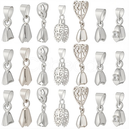35Pcs 7 Styles Rack Plating Brass Ice Pick Pinch Bails KK-SC0005-60-1