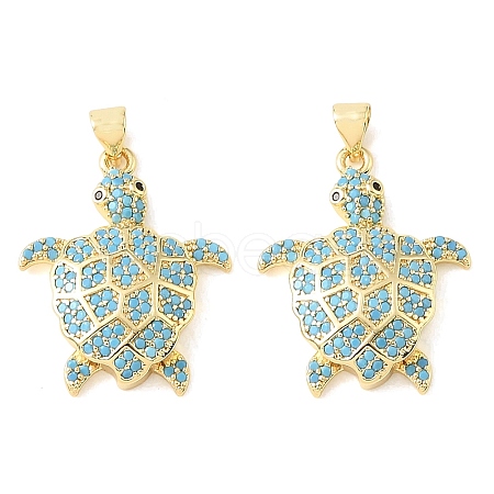 Brass Micro Pave Sky Blue Cubic Zirconia Pendants CU-CBA6938-05G-03-1