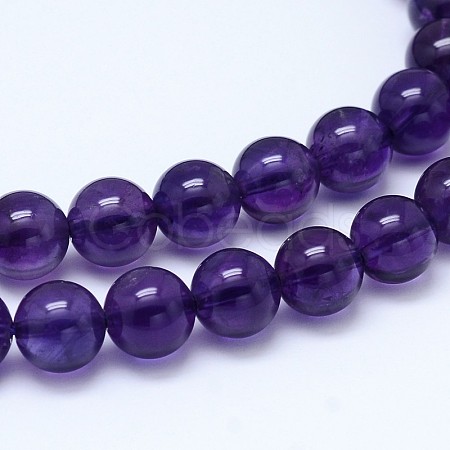 Natural Amethyst Round Bead Strands G-M212-6mm-04A-1