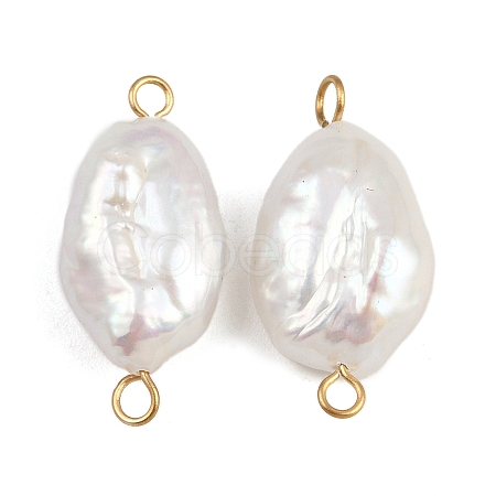 Natural Freshwater Pearl Keshi Pearl Nuggets Connector Charms STAS-D378-16G-1