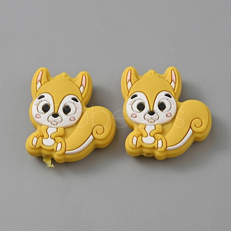 Squirrel Food Grade Eco-Friendly Silicone Beads SIL-WH0012-030H-1