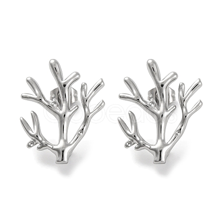 304 Stainless Steel Tree Branch Stud Earrings EJEW-D281-08S-1