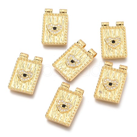Brass Micro Pave Clear & Black Cubic Zirconia Pendants ZIRC-O036-54G-1