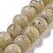 Handmade Lampwork Beads Strands, Round with Polka-Dotted, Linen, 12~12.5mm, Hole: 2mm, about 24pcs/strand, 10.71''(27.2cm)