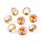 Pointed Back & Back Plated Glass Rhinestone Cabochons, Grade A, Faceted, Flat Round, Astral Pink, 8x4.5mm