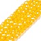 Electroplate Glass Beads Strands, Pearl Luster Plated, Faceted, Rondelle, Orange, 4x3mm, Hole: 0.4mm, about 113~115pcs/strand, 41~41.5cm