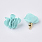 Cloth Pendant Decorations, with Acrylic Findings, Flower, Light Cyan, 25~30x28~35mm, Hole: 2mm