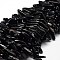 Natural Black Agate Chip Beads Strands, Dyed & Heated, 8~30x5~12mm, Hole: 1mm, about 15.3 inch~15.7 inch