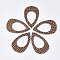 PU Leather Big Pendants, Imitation Woven Rattan Pattern, Teardrop, Dark Salmon, 63x39x2.5mm, Hole: 1.2mm